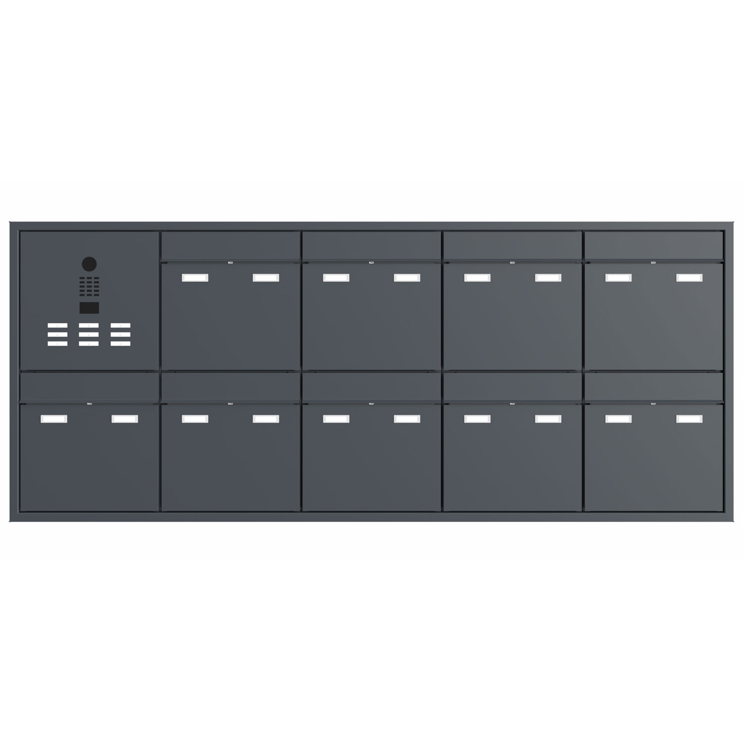 9er Design inbouwbrievenbus GOETHE UP - RAL naar keuze - DoorBird video intercom links