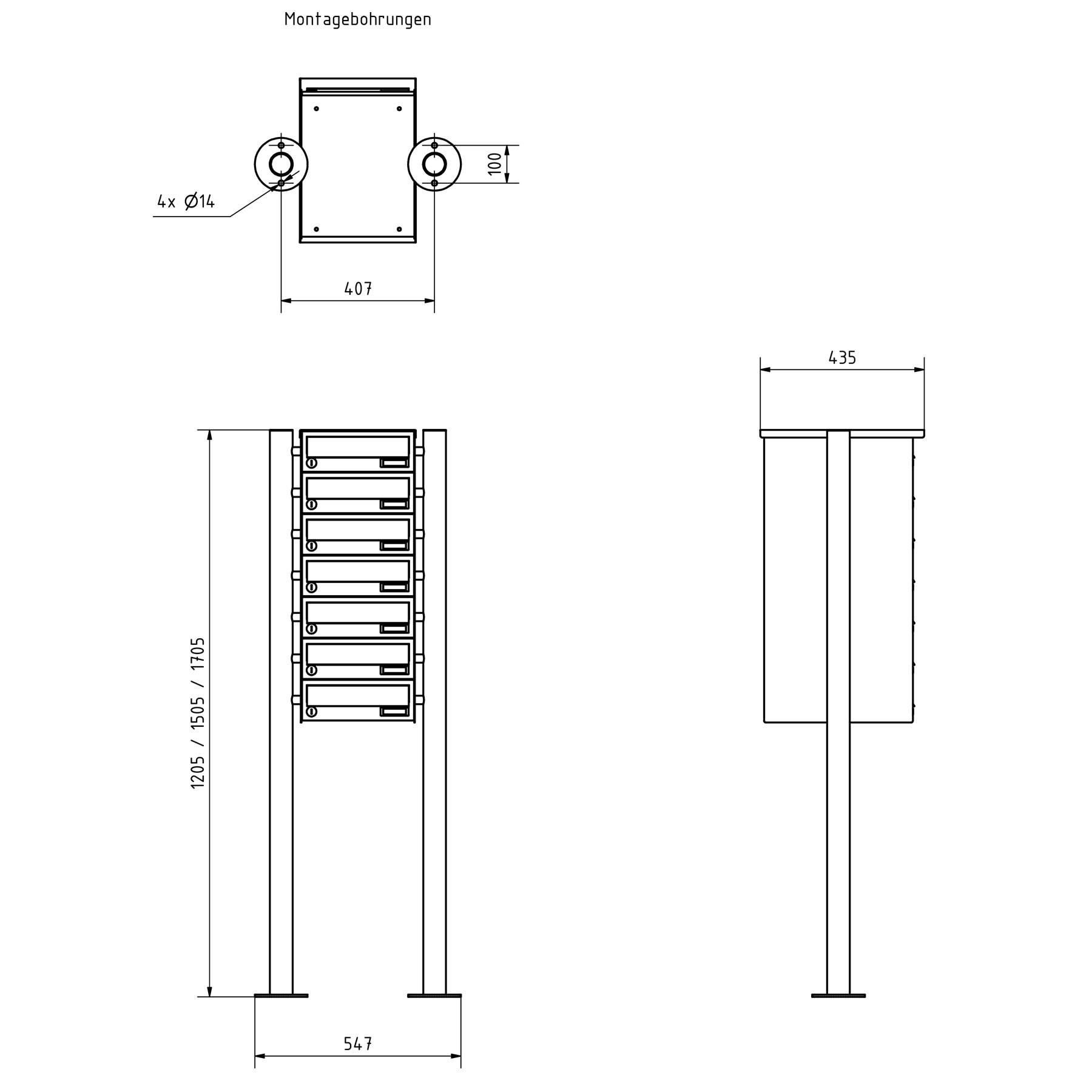 7er Briefkastenanlage freistehend Design BASIC 385 ST-R - Edelstahl-RAL 7016 anthrazitgrau 7er Briefkastenanlage freistehend Design BASIC 385 ST-R - Edelstahl-RAL 7016 anthrazitgrau