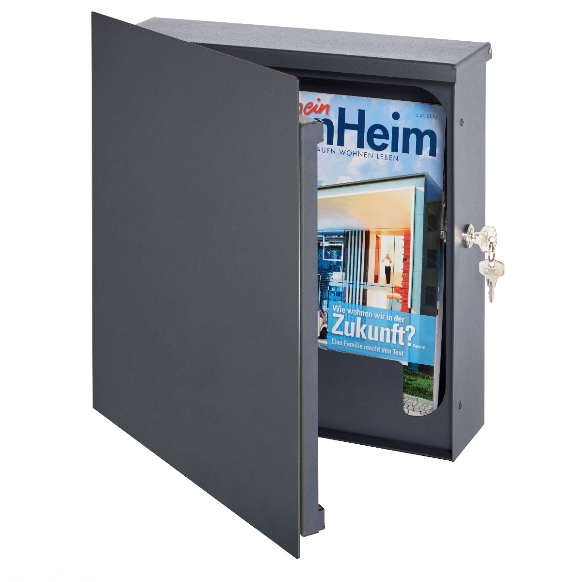 Design Briefkasten SCHILLER SMALL VAR-OZ - Edelstahl V2A, pulverbeschichtet in RAL 6009 Tannengrün