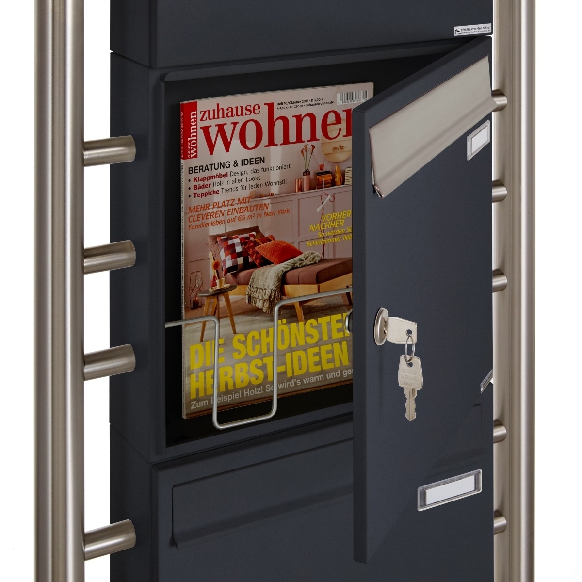 Standbriefkasten Design BASIC 381 ST-R mit Zeitungsfach - Edelstahl-Anthrazit-Grau RAL 7016 Standbriefkasten Design BASIC 381 ST-R mit Zeitungsfach - Edelstahl-Anthrazit-Grau RAL 7016