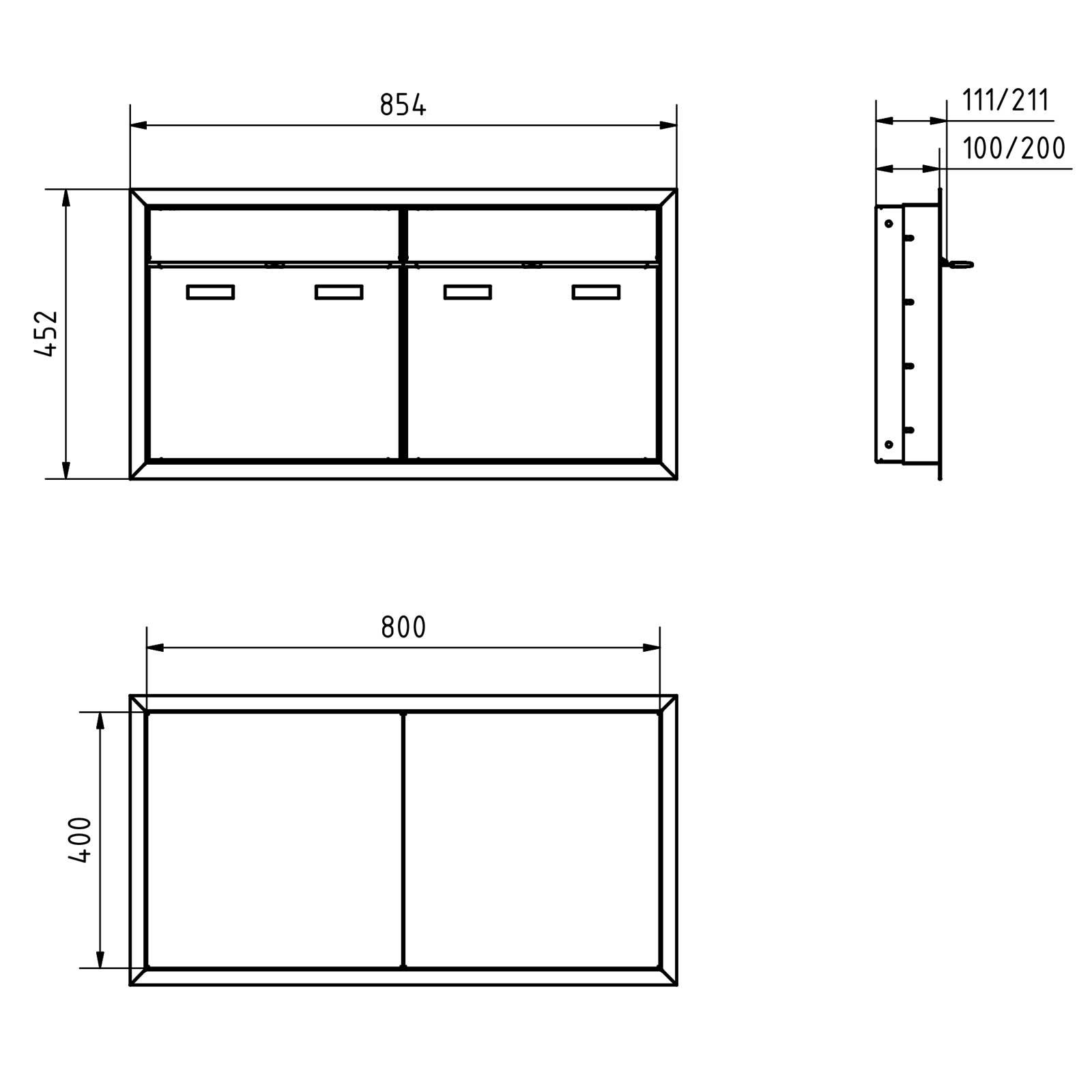 2er 2x1 Design Unterputz Briefkastenanlage GOETHE UP - RAL nach Wahl 2er 2x1 Design Unterputz Briefkastenanlage GOETHE UP - RAL nach Wahl