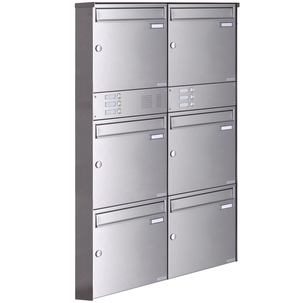 6-piece stainless steel surface-mounted letterbox design BASIC Plus 382XA AP with bell box - stainless steel V2A