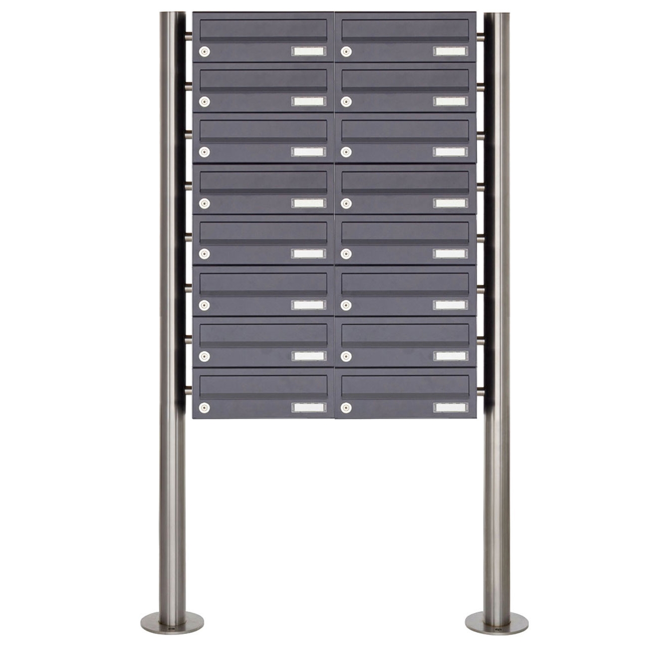 16 8x2 free-standing letterbox system design BASIC 385 ST-R - RAL 7016 anthracite grey 16 8x2 free-standing letterbox system design BASIC 385 ST-R - RAL 7016 anthracite grey