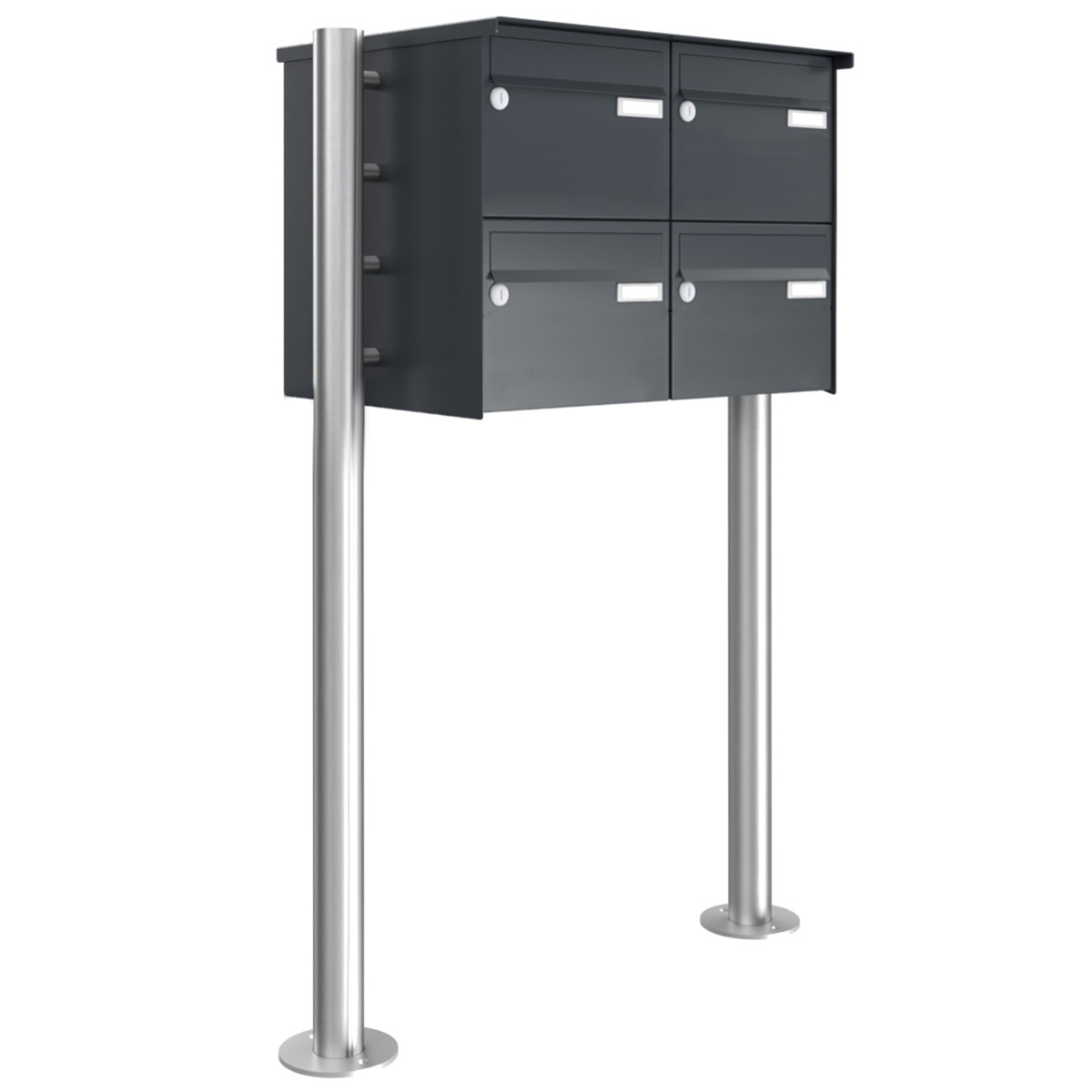 4er 2x2 Briefkastenanlage freistehend Design BASIC 385220 7016 ST-R - RAL 7016 anthrazitgrau