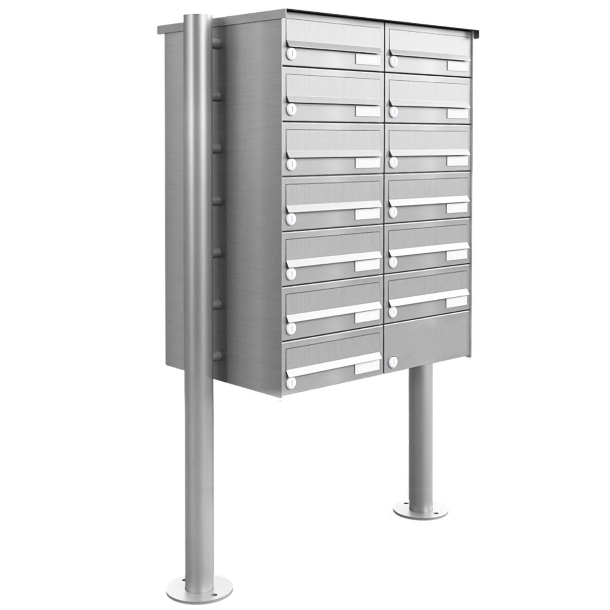 13 sistema di cassette per le lettere freestanding Design BASIC 385-VA ST-R - acciaio inox V2A, lucido