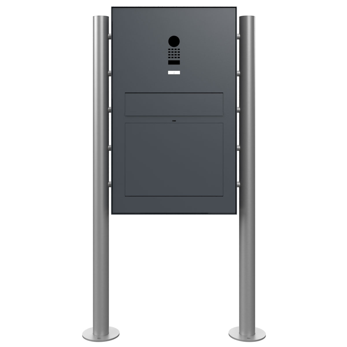 Design floor-standing letterbox GRIMM ST-R - colour of your choice with DoorBird video intercom system
