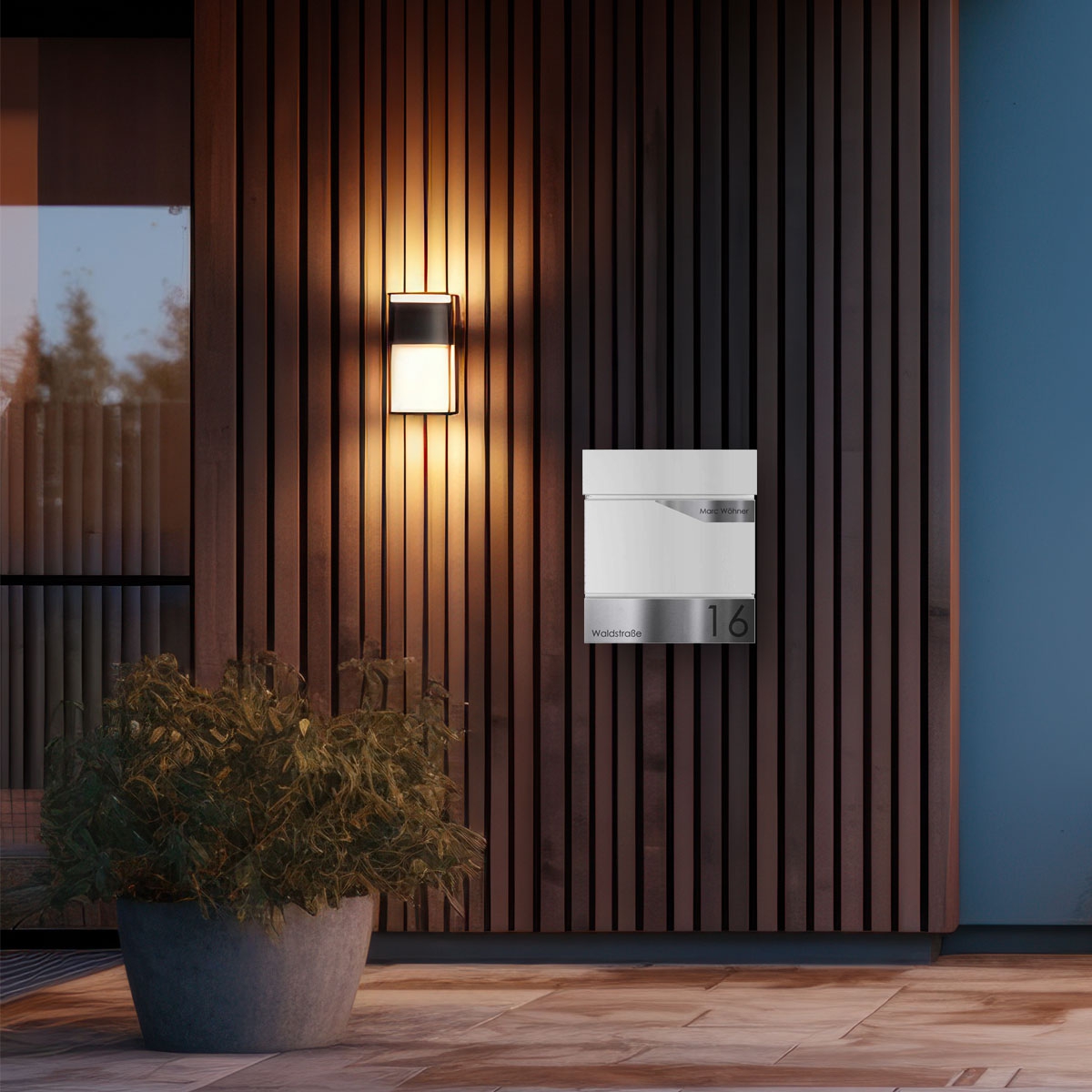 KANT letterbox with newspaper compartment - Avantgarde 1 design - RAL 9016 traffic white KANT letterbox with newspaper compartment - Avantgarde 1 design - RAL 9016 traffic white