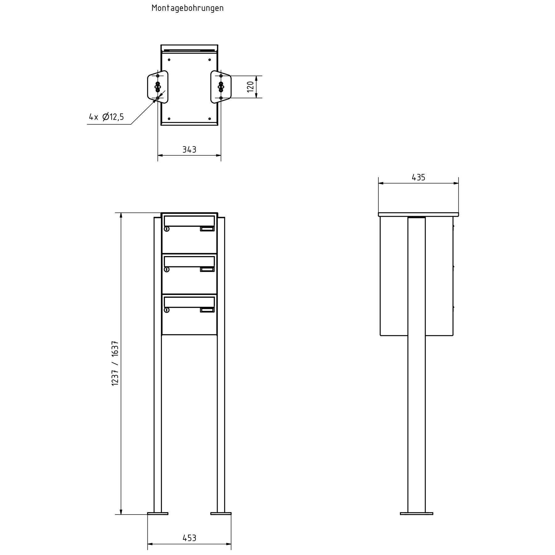 3 letterbox system freestanding Design BASIC Plus 385XP ST-T - stainless steel RAL of your choice 3 letterbox system freestanding Design BASIC Plus 385XP ST-T - stainless steel RAL of your choice