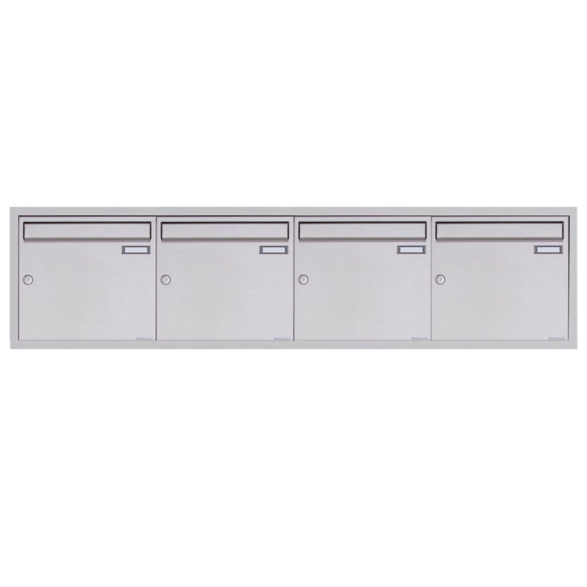 4er 4x1 Edelstahl Unterputz Briefkastenanlage BASIC Plus 382XU UP - Edelstahl geschliffen - 4 Parteien 4er 4x1 Edelstahl Unterputz Briefkastenanlage BASIC Plus 382XU UP - Edelstahl geschliffen - 4 Parteien