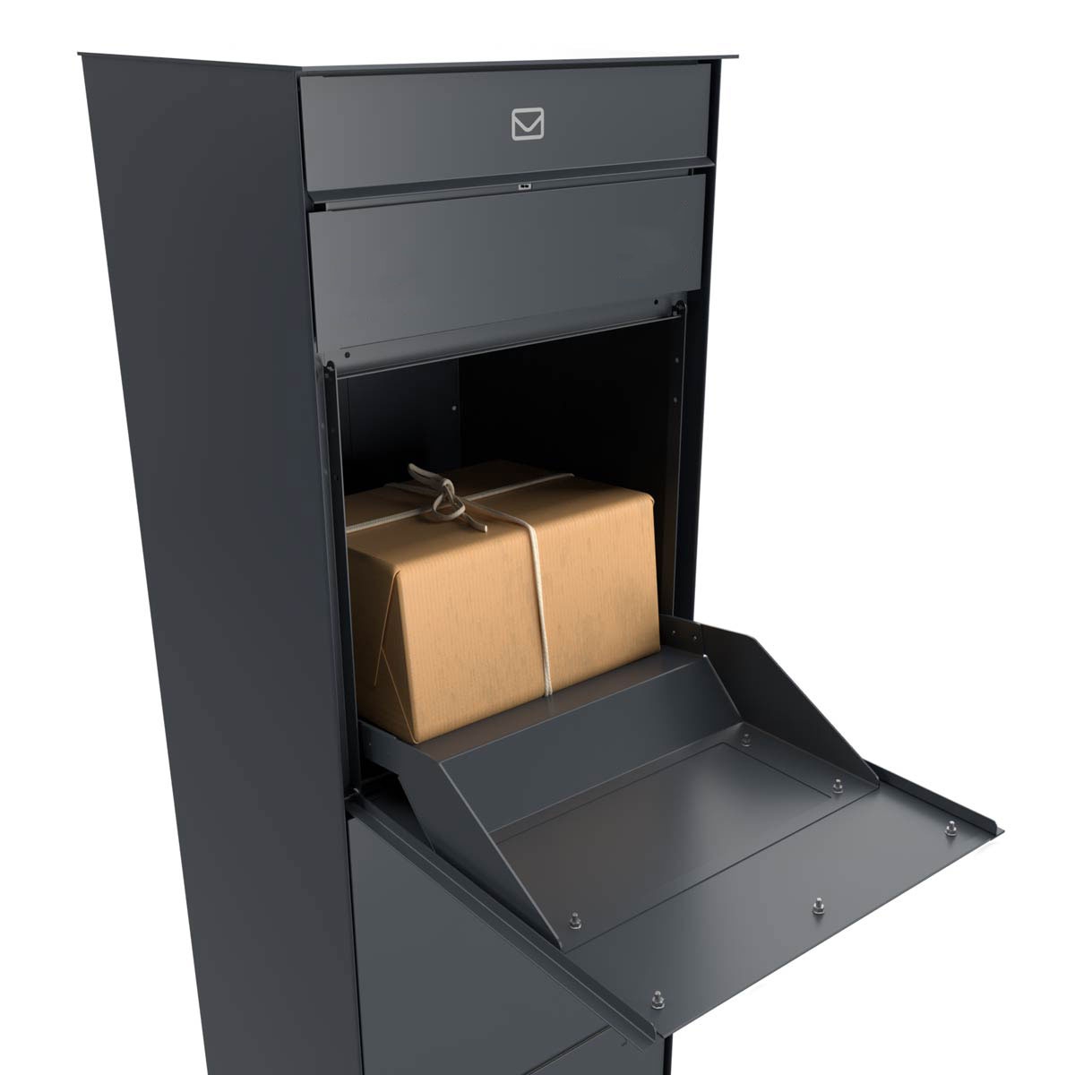 Freestanding design parcel box GOETHE with 1 letterbox - lock system - RAL of your choice