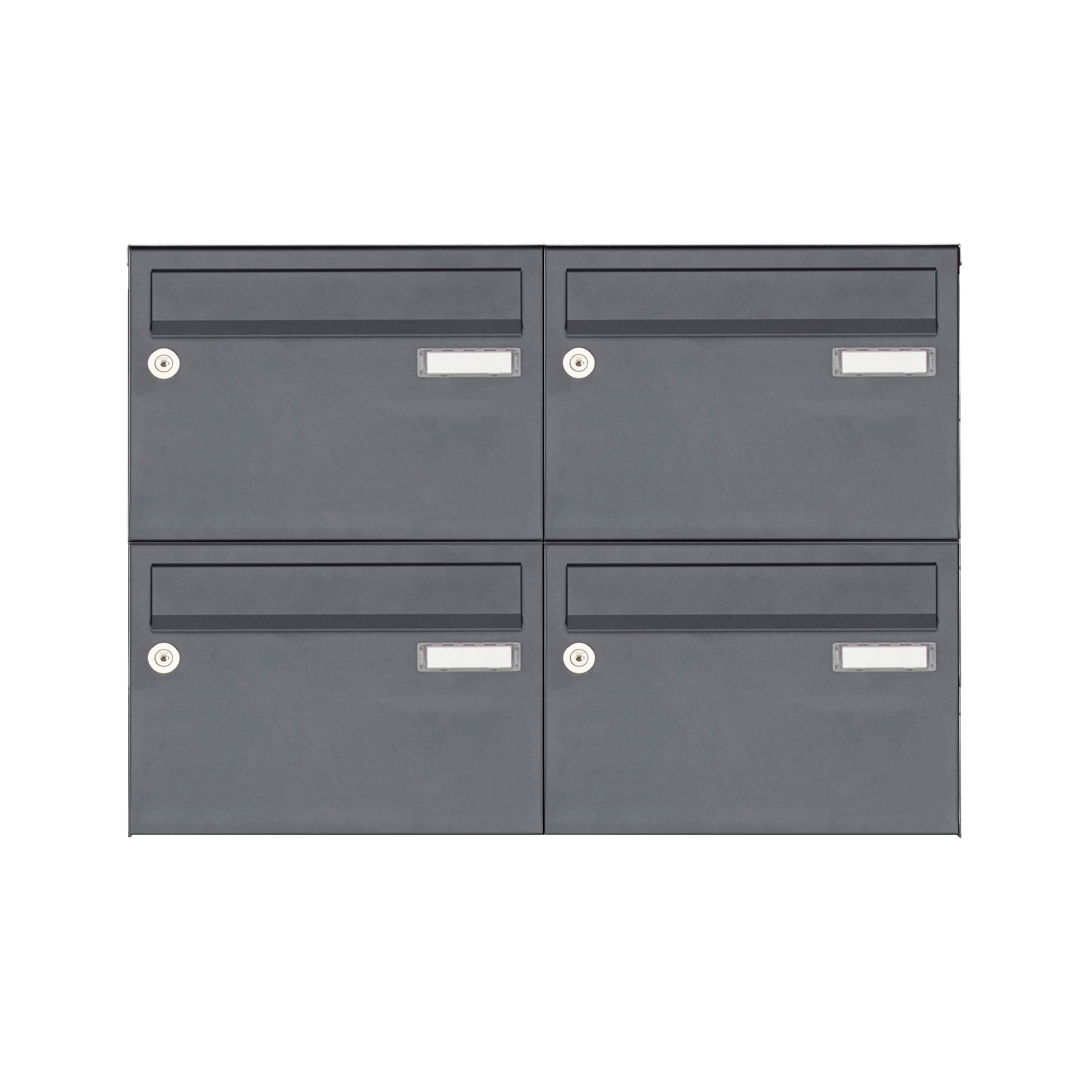 4er Aufputz Briefkastenanlage Design BASIC 385 A 220 - RAL 7016 anthrazitgrau feinstrukur matt