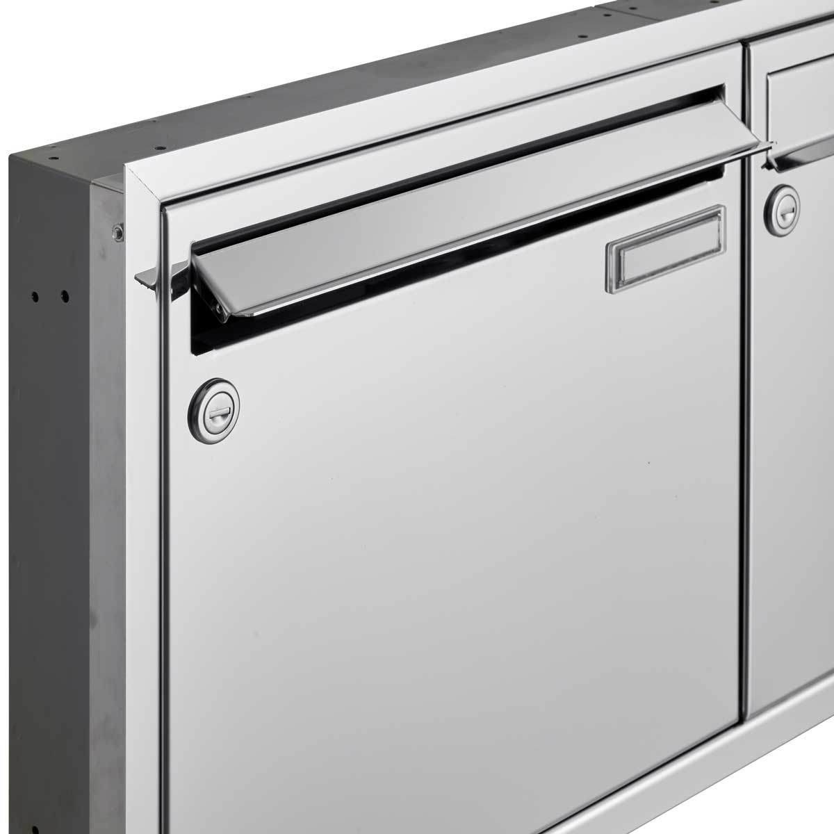 4er 2x2 Unterputz Briefkastenanlage CLASSIC 534C - Edelstahl poliert ähnl. Chrom - 4 Partei 4er 2x2 Unterputz Briefkastenanlage CLASSIC 534C - Edelstahl poliert ähnl. Chrom - 4 Partei