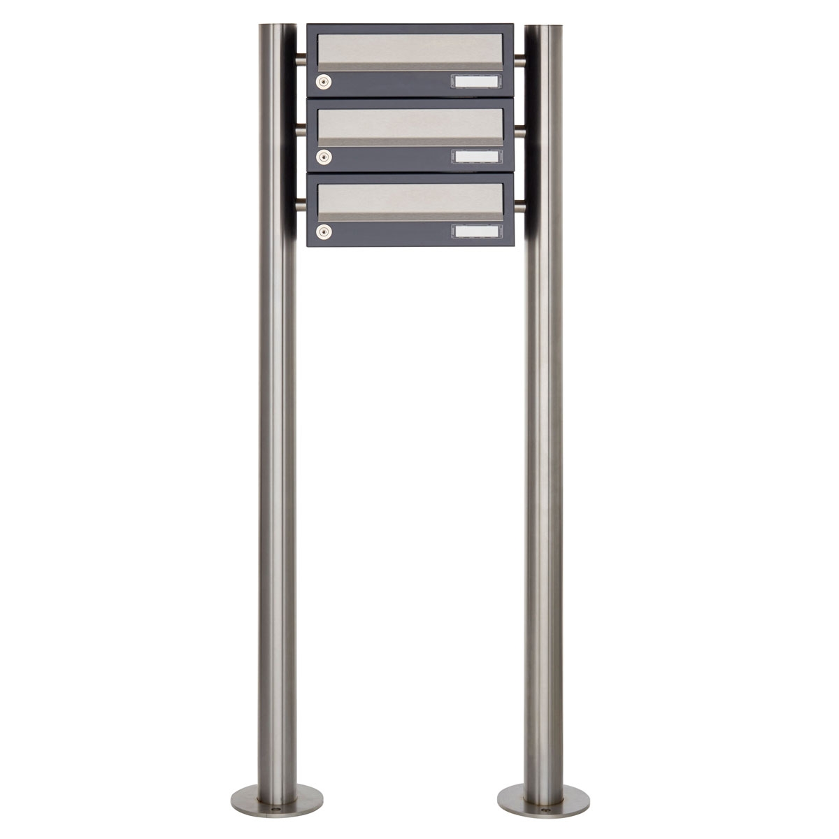 3 cassette per le lettere autoportanti Design BASIC 385-7016 ST-R - acciaio inox RAL 7016 grigio antracite