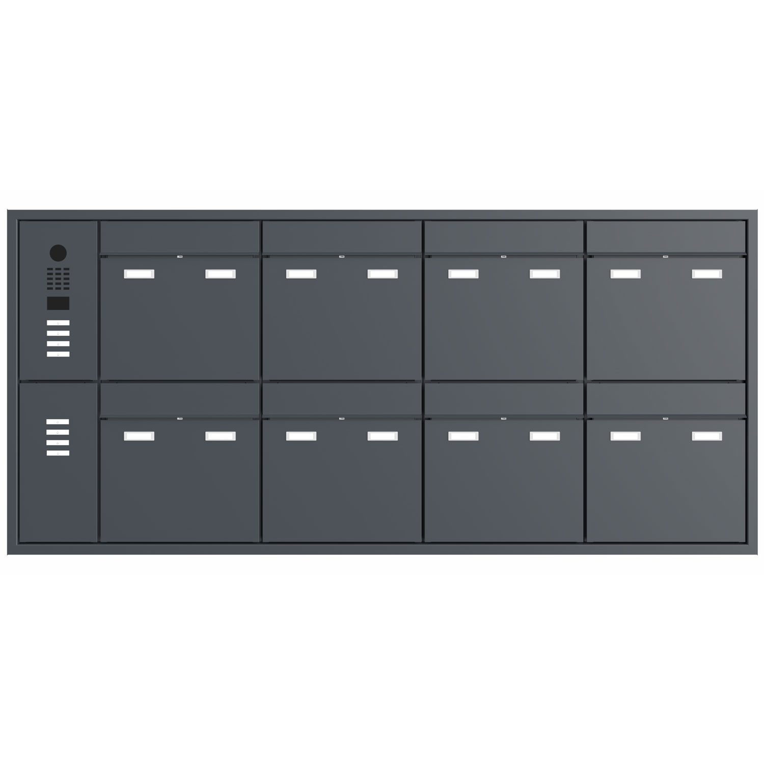 Buzón empotrable de 8 piezas GOETHE UP - RAL a elegir - Videoportero DoorBird izquierda