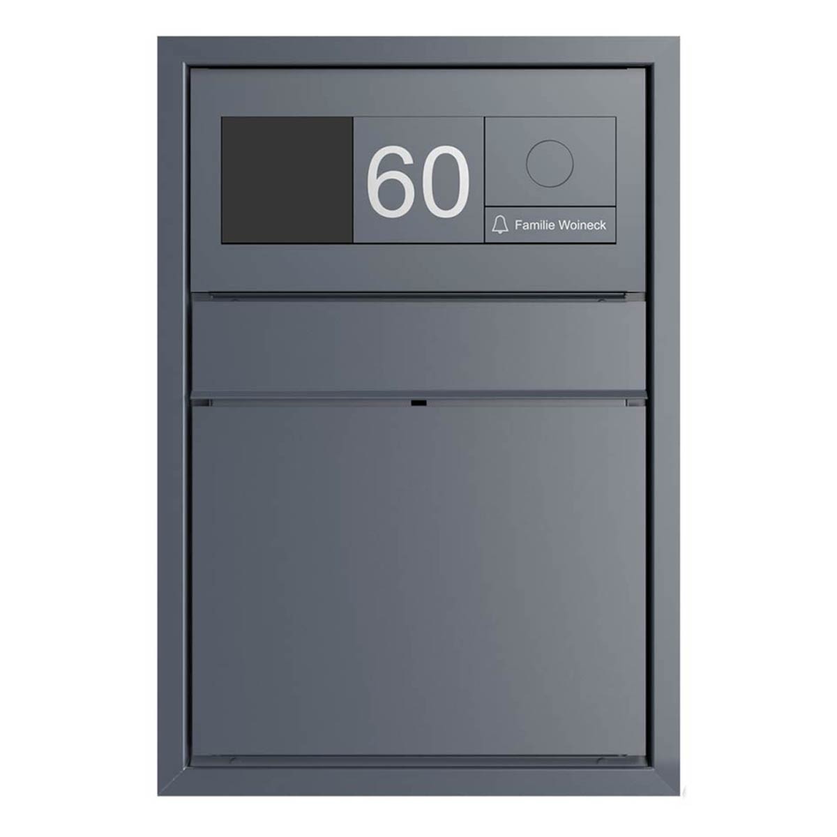 Design flush-mounted letterbox GOETHE UP - RAL of your choice - GIRA System 106 - VIDEO complete set Design flush-mounted letterbox GOETHE UP - RAL of your choice - GIRA System 106 - VIDEO complete set