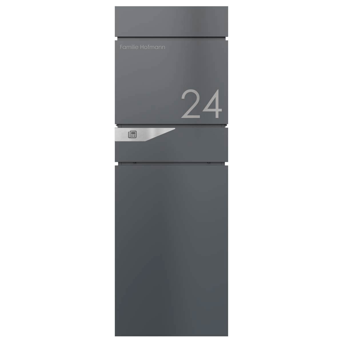 LESSING free-standing letterbox with newspaper compartment - RAL 7016 anthracite grey LESSING free-standing letterbox with newspaper compartment - RAL 7016 anthracite grey