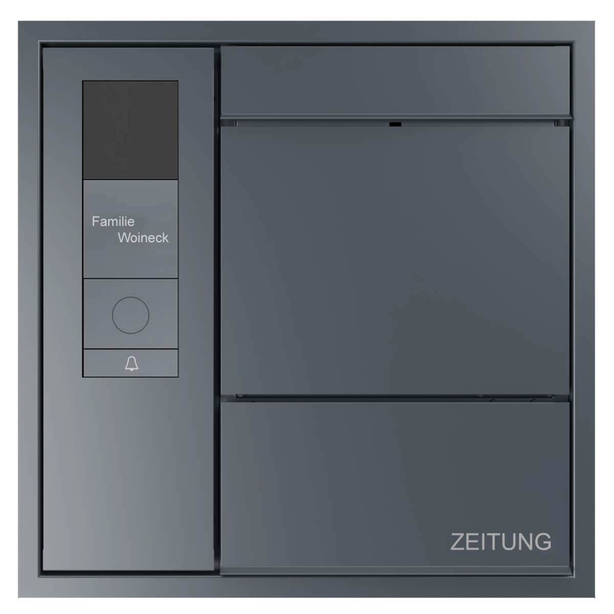 Design Unterputz Briefkasten GOETHE UP seitlich mit Zeitungsfach - RAL nach Wahl - GIRA System 106 - VIDEO Komplettset Design Unterputz Briefkasten GOETHE UP seitlich mit Zeitungsfach - RAL nach Wahl - GIRA System 106 - VIDEO Komplettset