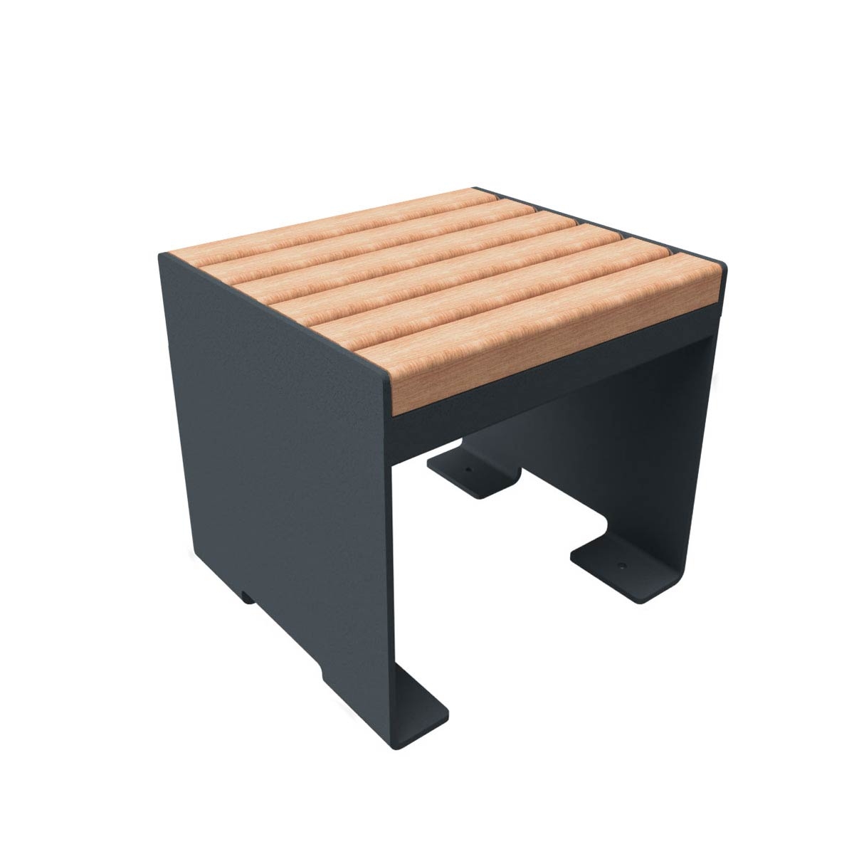 Design stool - side table NOVALIS - powder-coated stainless steel - Douglas fir oiled