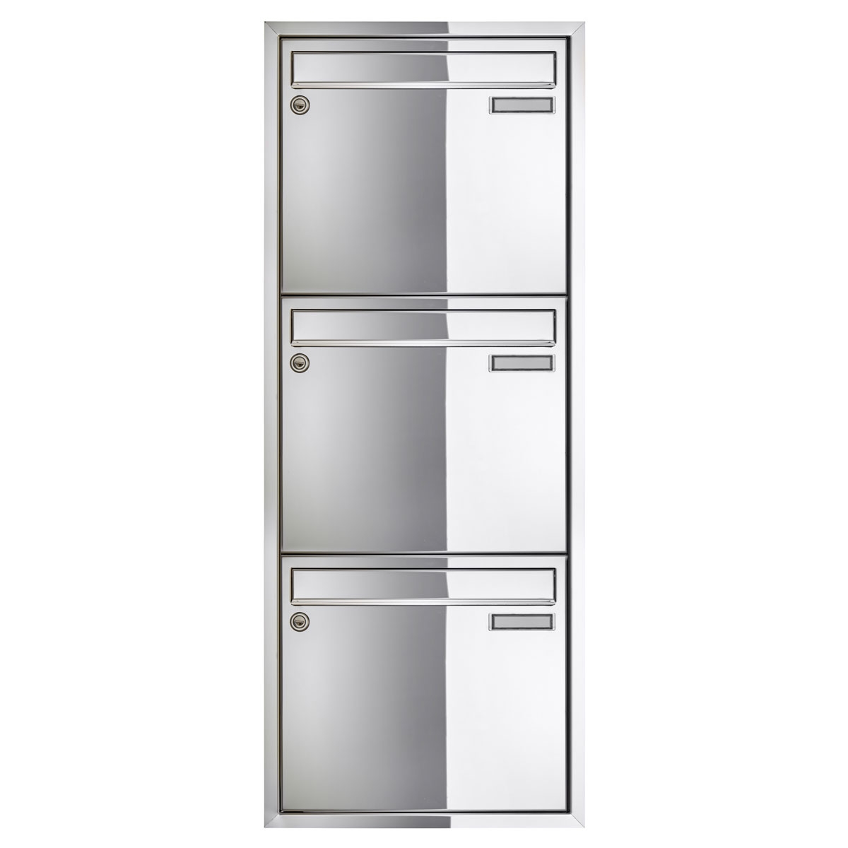 3er 1x3 Unterputz Briefkastenanlage CLASSIC 534C - Edelstahl poliert ähnl. Chrom - 3 Partei