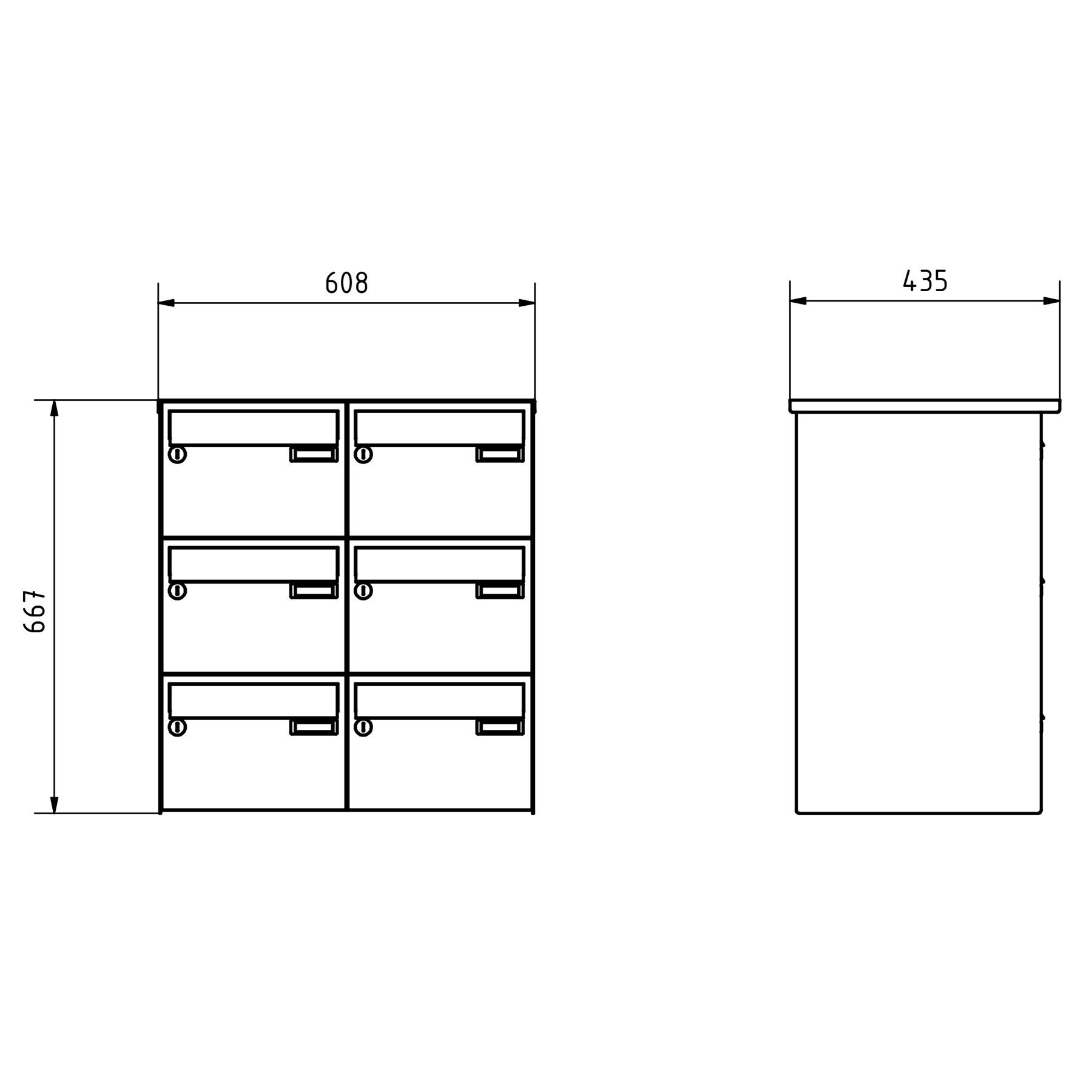 6er Edelstahl Aufputz Briefkastenanlage Design BASIC Plus 385 XA 220 - RAL nach Wahl 6er Edelstahl Aufputz Briefkastenanlage Design BASIC Plus 385 XA 220 - RAL nach Wahl
