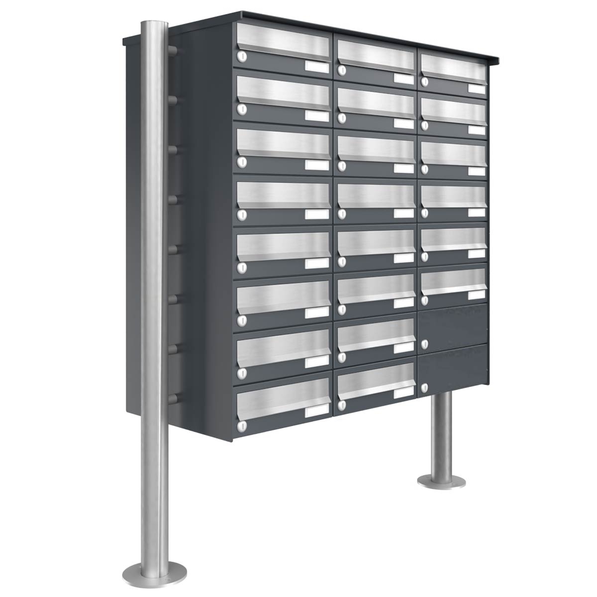 22 8x3 free-standing letterbox system design BASIC 385 ST-R - stainless steel RAL 7016 anthracite grey