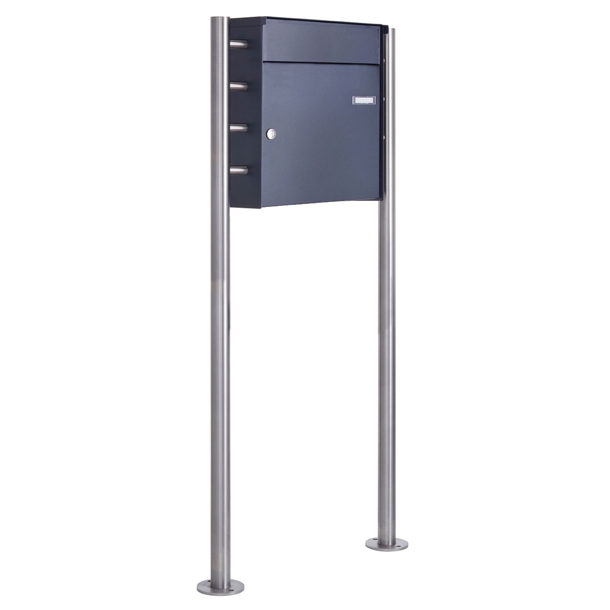 Free-standing fence letterbox design BASIC Plus 381XZ ST-R with bell box - RAL of your choice Free-standing fence letterbox design BASIC Plus 381XZ ST-R with bell box - RAL of your choice
