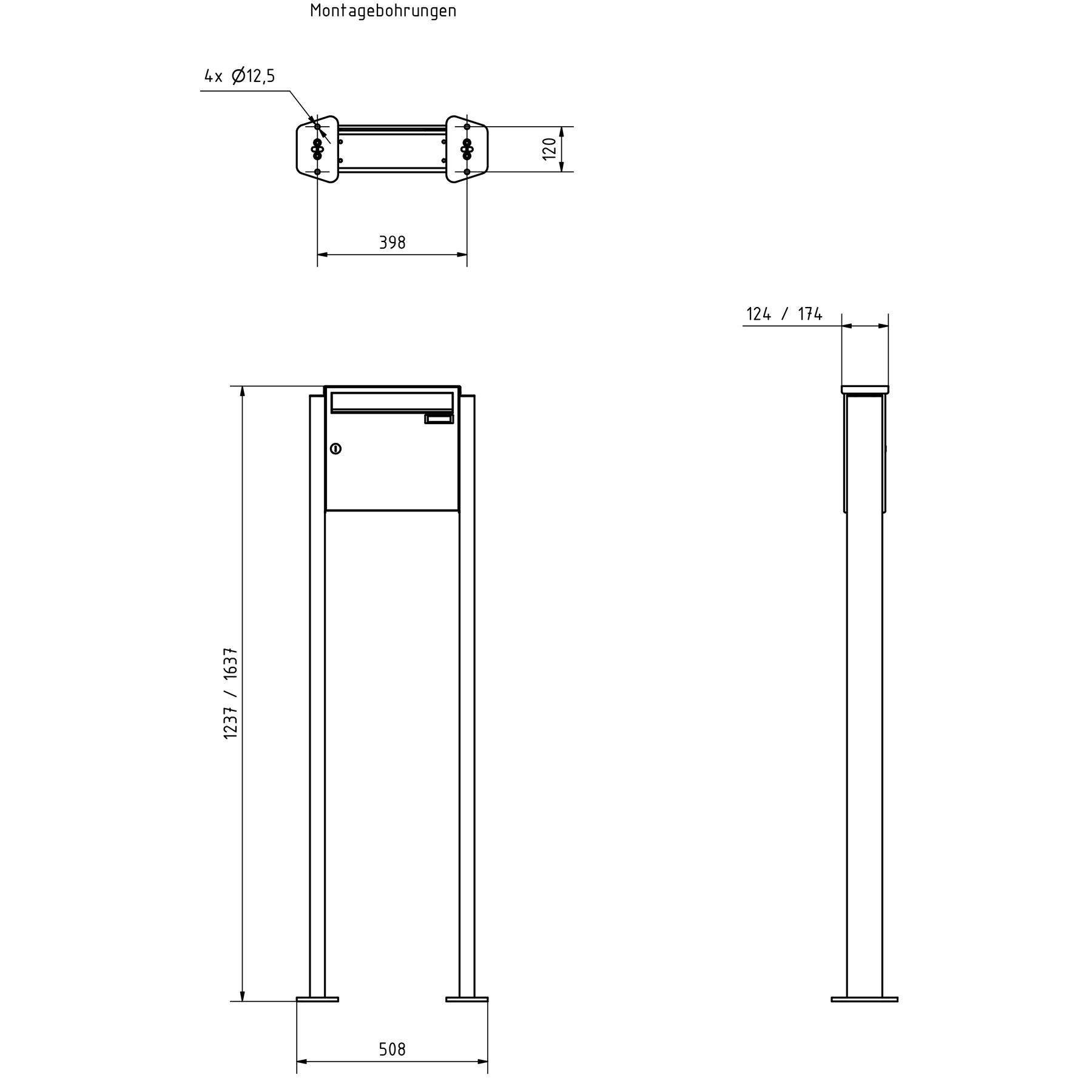 1 stainless steel free-standing letterbox Design BASIC Plus 380X ST-T - RAL of your choice 1 stainless steel free-standing letterbox Design BASIC Plus 380X ST-T - RAL of your choice