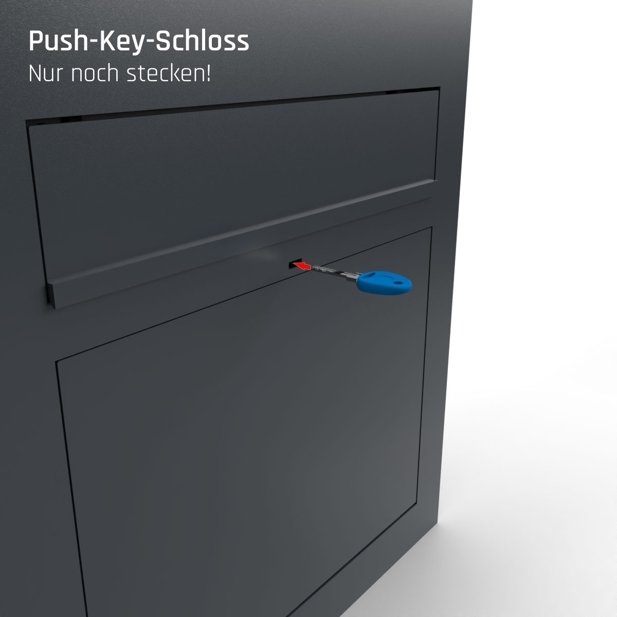 Design Standbriefkasten GRIMM - Edelstahl geschliffen mit Ekinex Dico IP-Videosprechanlage rechts
