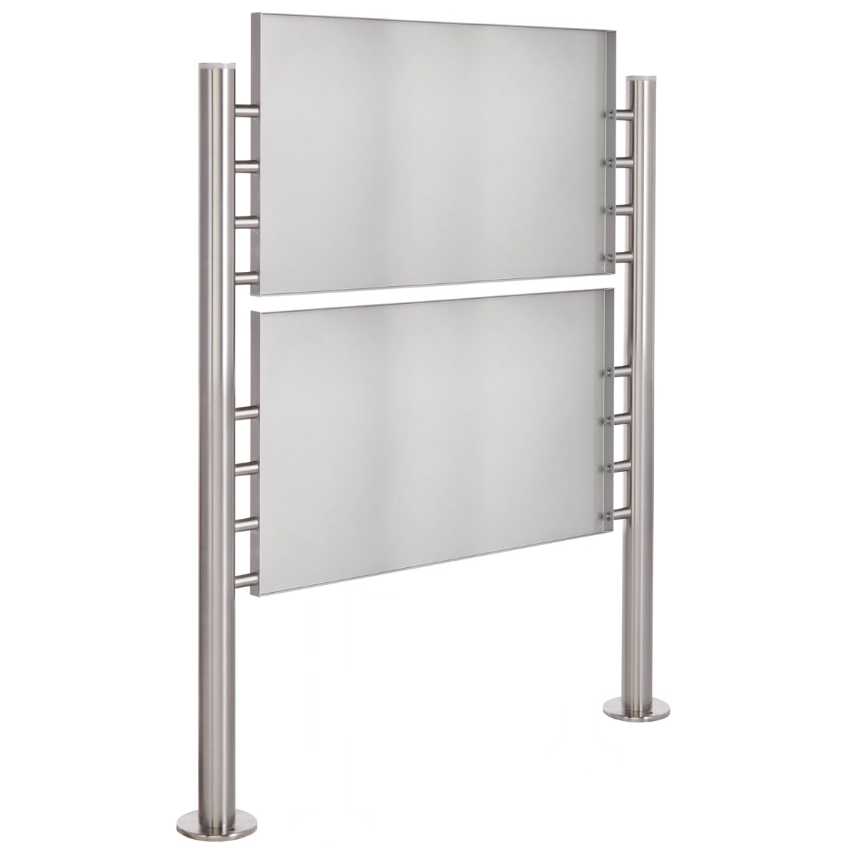 Schild freistehend BASIC 390ES - Edelstahl Standelemente - 2x Edelstahlblech 800x457 einseitig