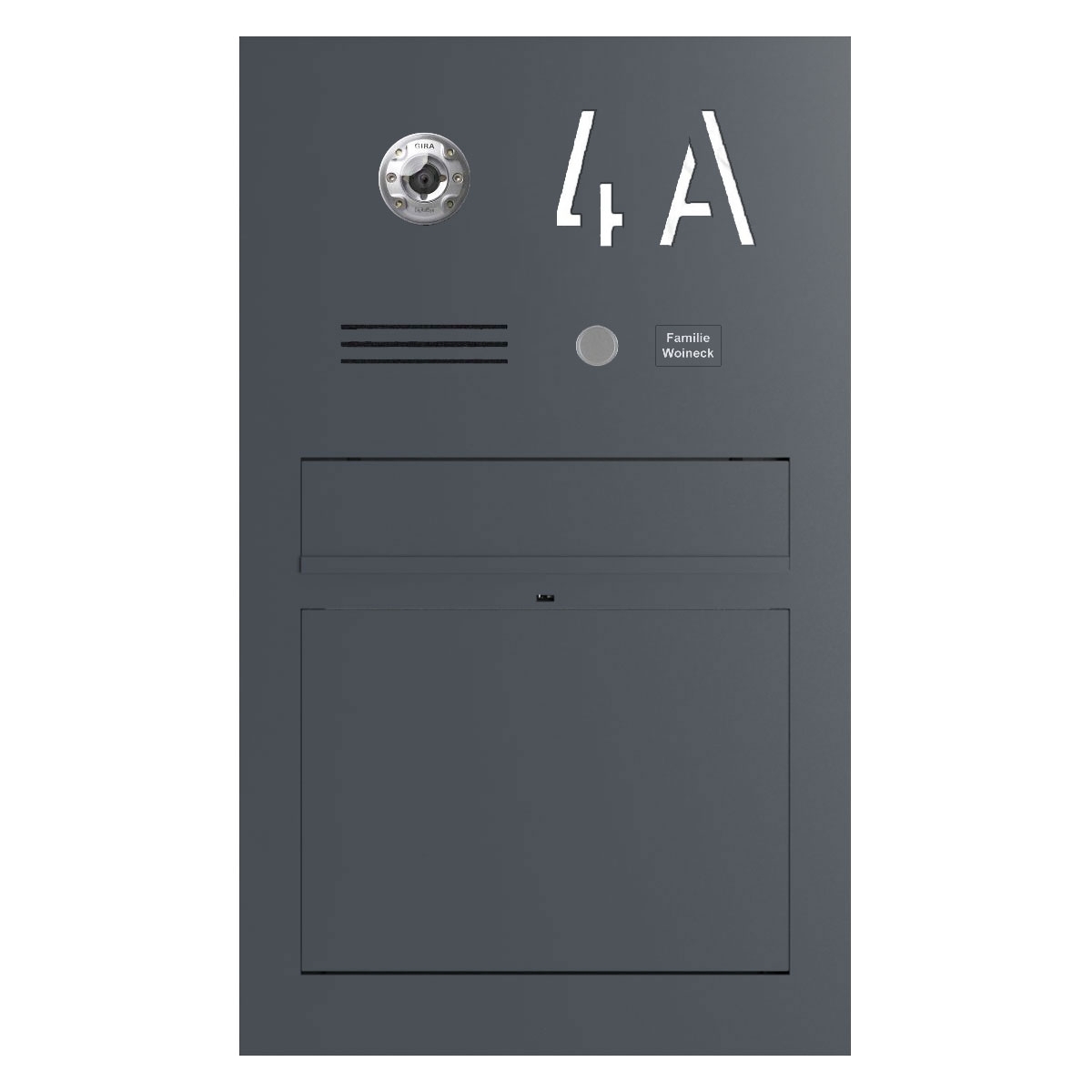 Design Briefkastenstele GRIMM – Farbe nach Wahl mit Vorbereitung für Kamera und Sprechanlage Design Briefkastenstele GRIMM – Farbe nach Wahl mit Vorbereitung für Kamera und Sprechanlage