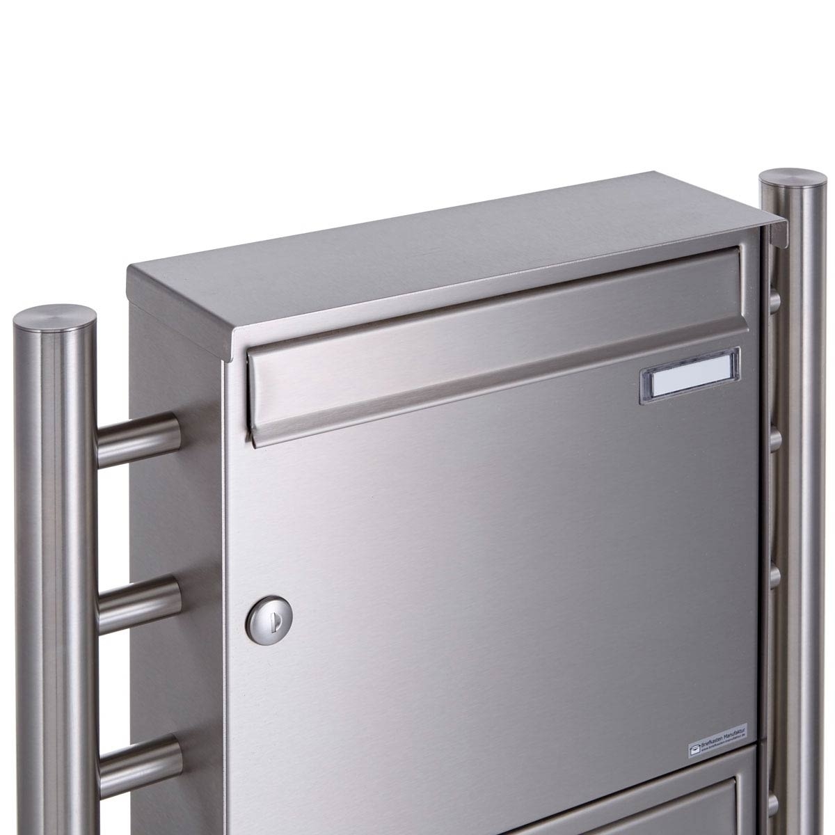 1er Stanbriefkasten Design BASIC Plus 381X ST-R mit Zeitungsfach geschlossen - Edelstahl geschliffen