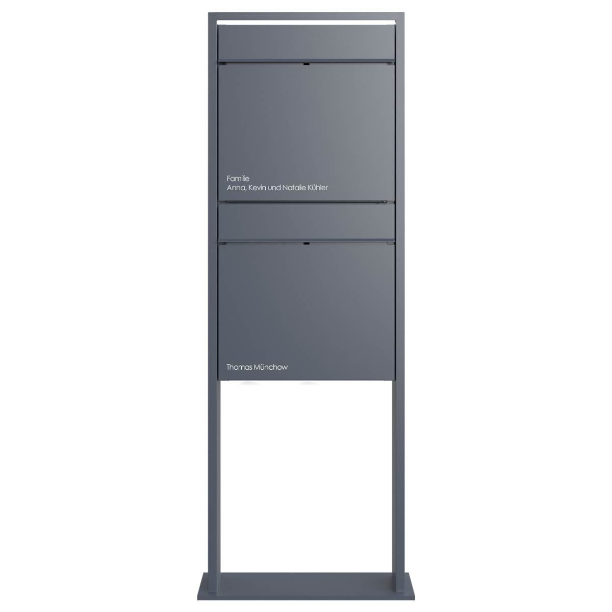 2-piece design free-standing letterbox GOETHE LIB - LED design element - RAL of your choice 2-piece design free-standing letterbox GOETHE LIB - LED design element - RAL of your choice