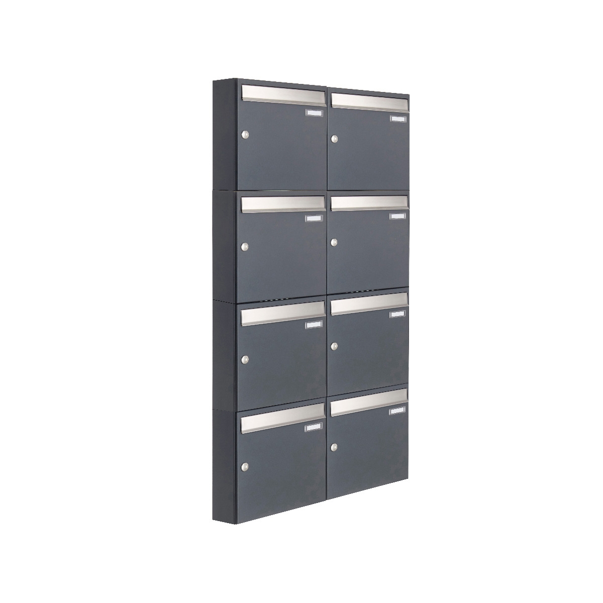 8er 2x4 Aufputz Briefkastenanlage Design BASIC 382 AP - Edelstahl-RAL 7016 anthrazitgrau 8er 2x4 Aufputz Briefkastenanlage Design BASIC 382 AP - Edelstahl-RAL 7016 anthrazitgrau