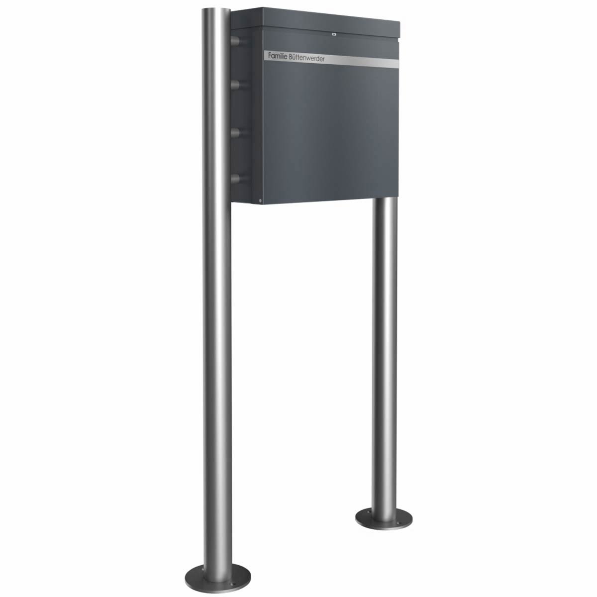 aa0677393d34252f798619dde733f3bf21cd9548 BRENTANO® ST-R buzón de diseño con pedestal - diseño Elegance 3 - gris antracita RAL 7016