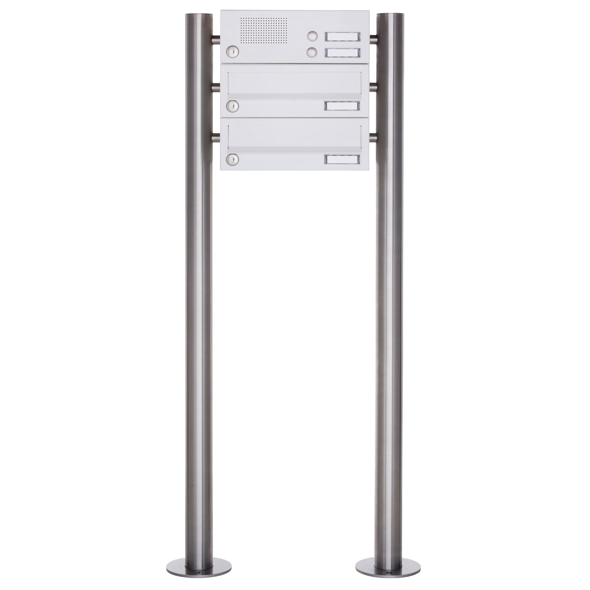 2er Standbriefkasten Design BASIC 385-9016 ST-R mit Klingelkasten - RAL 9016 verkehrsweiß 2er Standbriefkasten Design BASIC 385-9016 ST-R mit Klingelkasten - RAL 9016 verkehrsweiß