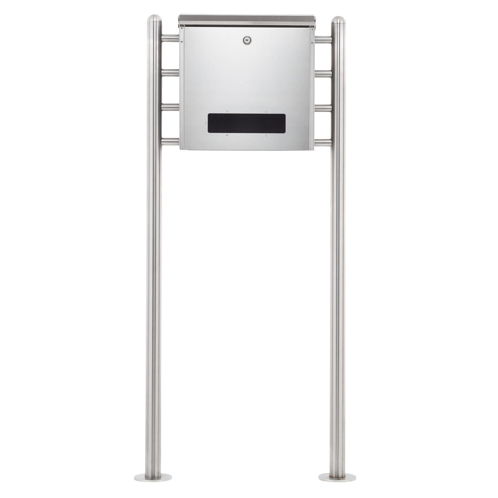 Edelstahl Standbriefkasten mit Zaunbriefkasten HESSE 308 - Entnahme rückseitig Edelstahl Standbriefkasten mit Zaunbriefkasten HESSE 308 - Entnahme rückseitig