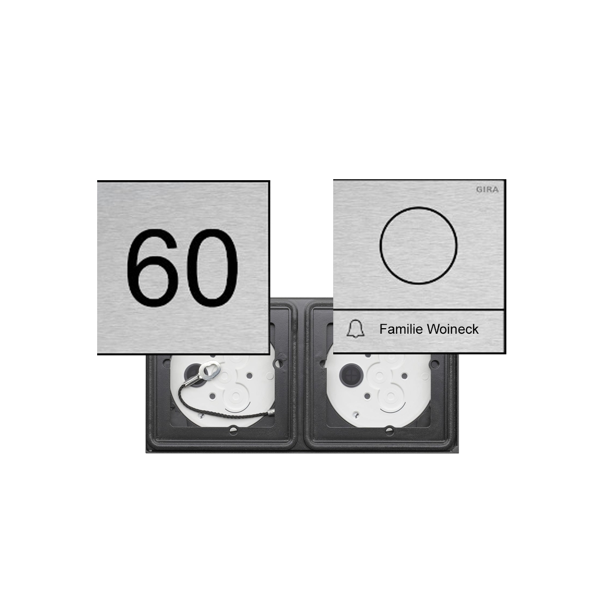 7ccece7e5f187055ff104cbc4642cb781cabdae2 Set di 2 GIRA System 106 - Acciaio inox V2A - Citofono con 1x pulsante campanello