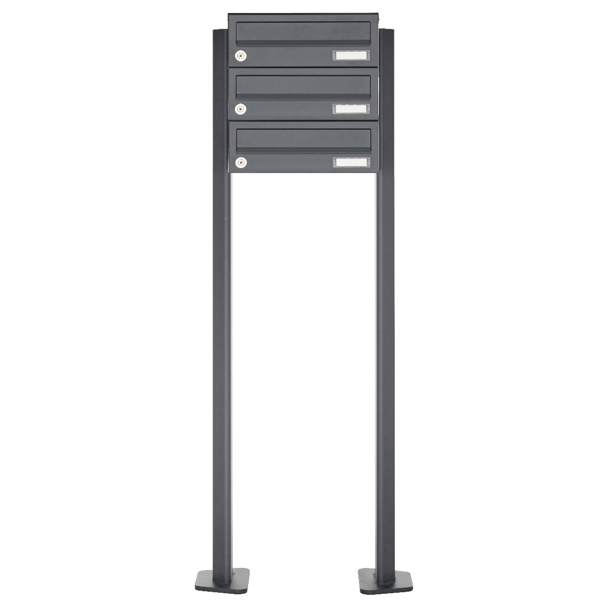 3er Briefkastenanlage freistehend Design BASIC 385P-7016 ST-T - RAL 7016 anthrazitgrau 3er Briefkastenanlage freistehend Design BASIC 385P-7016 ST-T - RAL 7016 anthrazitgrau