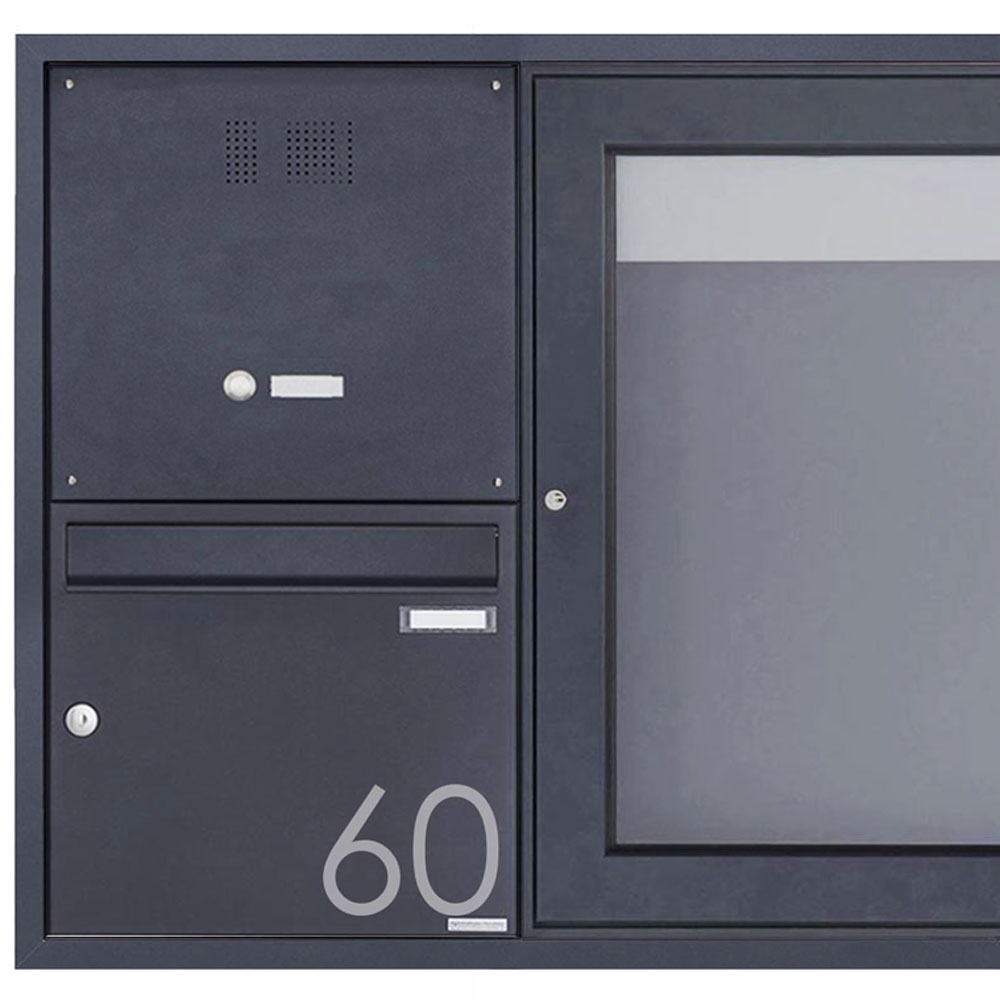 Inbouwbrievenbus met belkast & vitrine BASIC Plus 389 UP - 710x660 - RAL naar keuze Inbouwbrievenbus met belkast & vitrine BASIC Plus 389 UP - 710x660 - RAL naar keuze