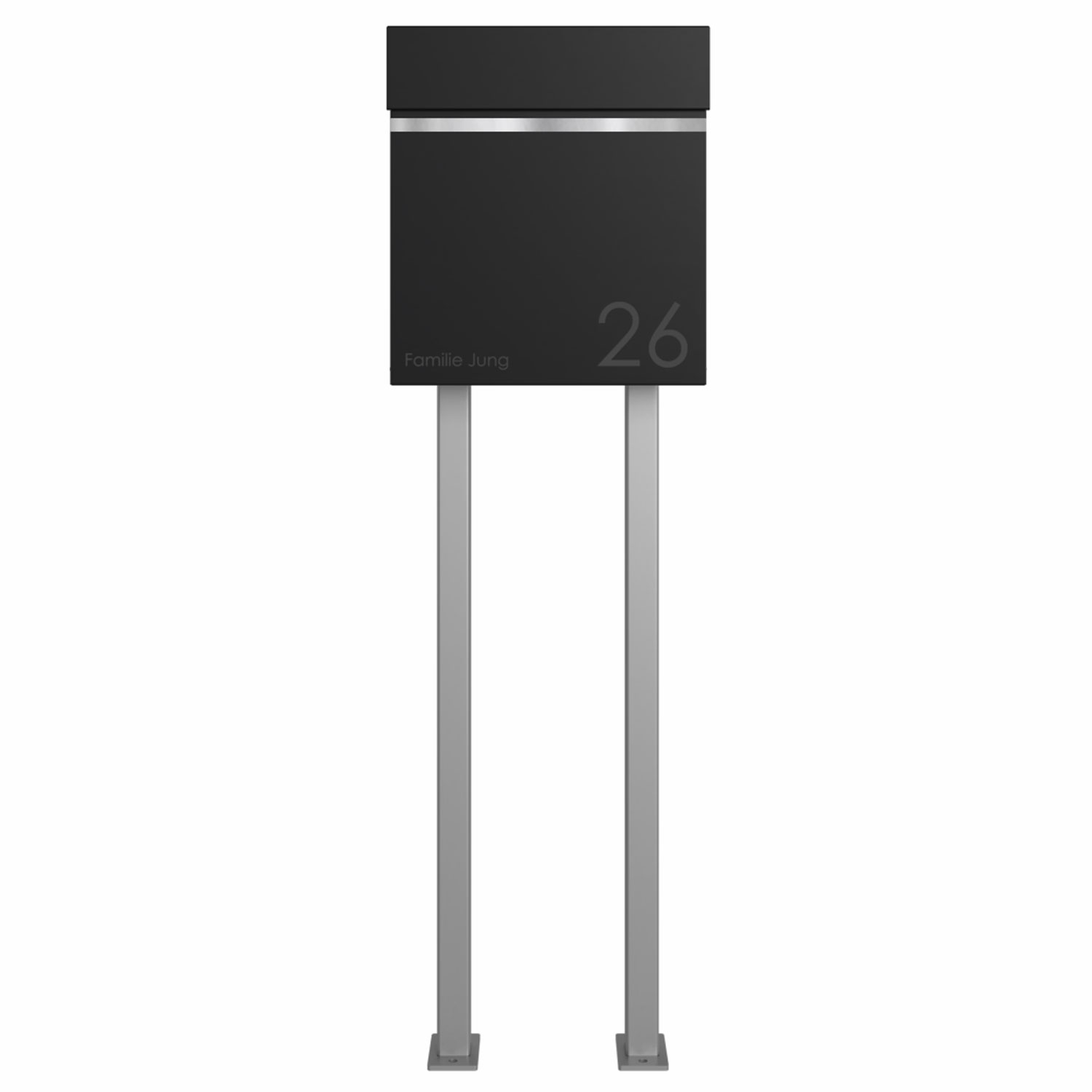 Buzón de suelo KANT Edition con compartimento para periódicos - Diseño 3 - RAL 9005 negro azabache