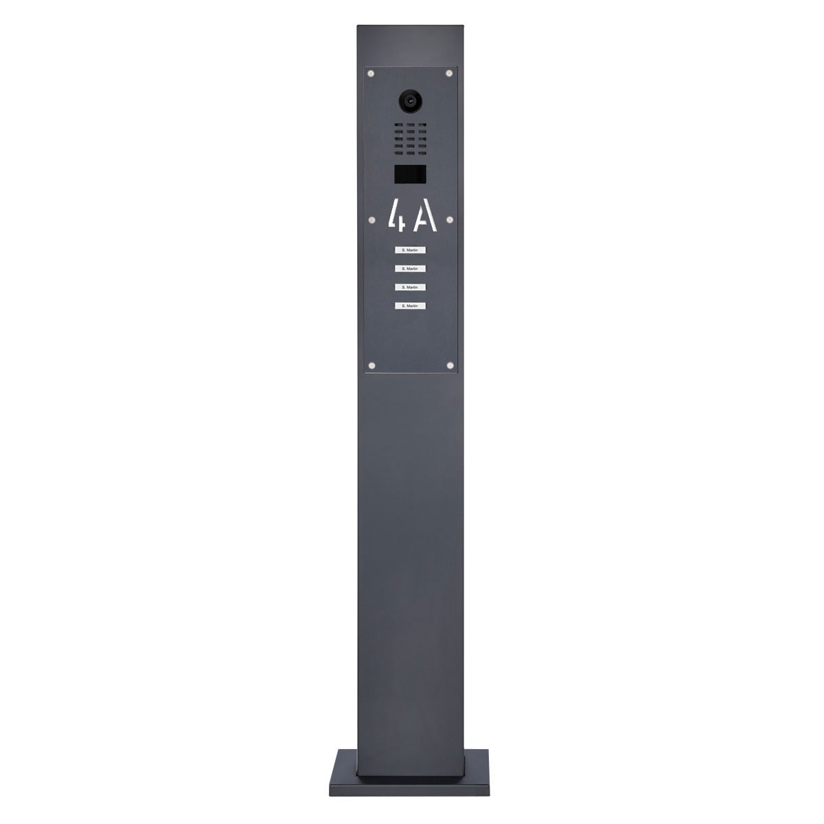 aad108b5e3e483b1c96b38320157b3730881f515 4er Klingelstele Designer - Edelstahl V2A pulverbeschichtet mit DoorBird D2100E Video- Sprechanlage