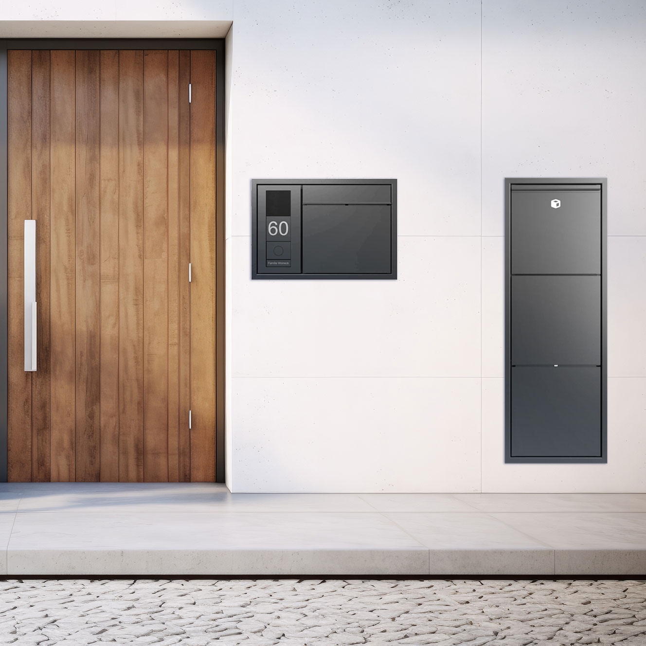 Design flush-mounted parcel box GOETHE - lock system - RAL of your choice Design flush-mounted parcel box GOETHE - lock system - RAL of your choice