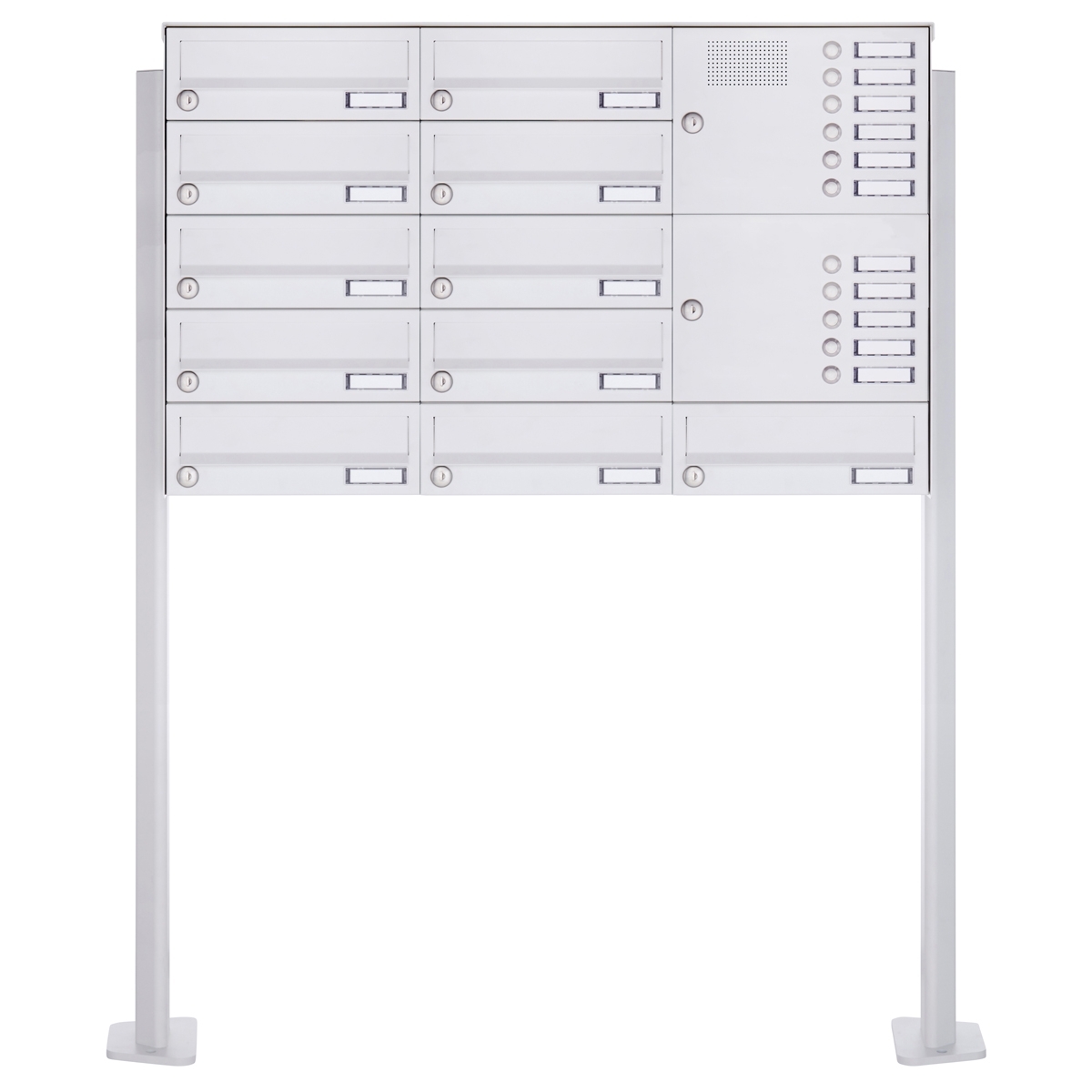 11-post brievenbus BASIC 385P-9016 ST-T met belkast - RAL 9016 verkeerswit
