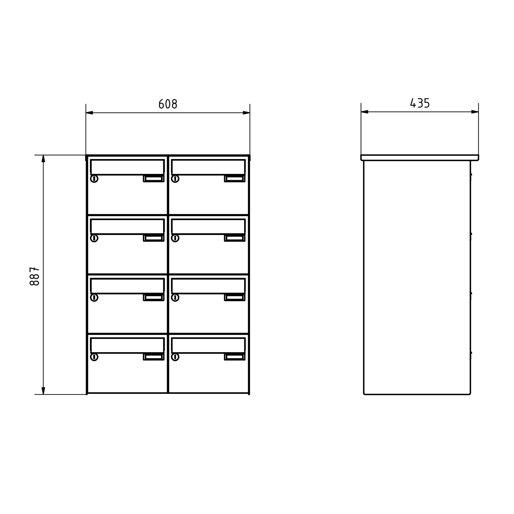 8er Aufputz Briefkastenanlage Design BASIC Plus 385 XA 220 - Edelstahl - RAL nach Wahl 8er Aufputz Briefkastenanlage Design BASIC Plus 385 XA 220 - Edelstahl - RAL nach Wahl