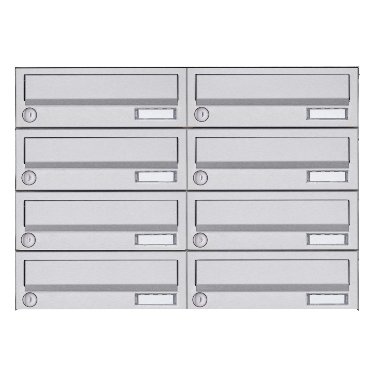 8er 4x2 Aufputz Briefkastenanlage Design BASIC 385A- VA AP - Edelstahl V2A, geschliffen
