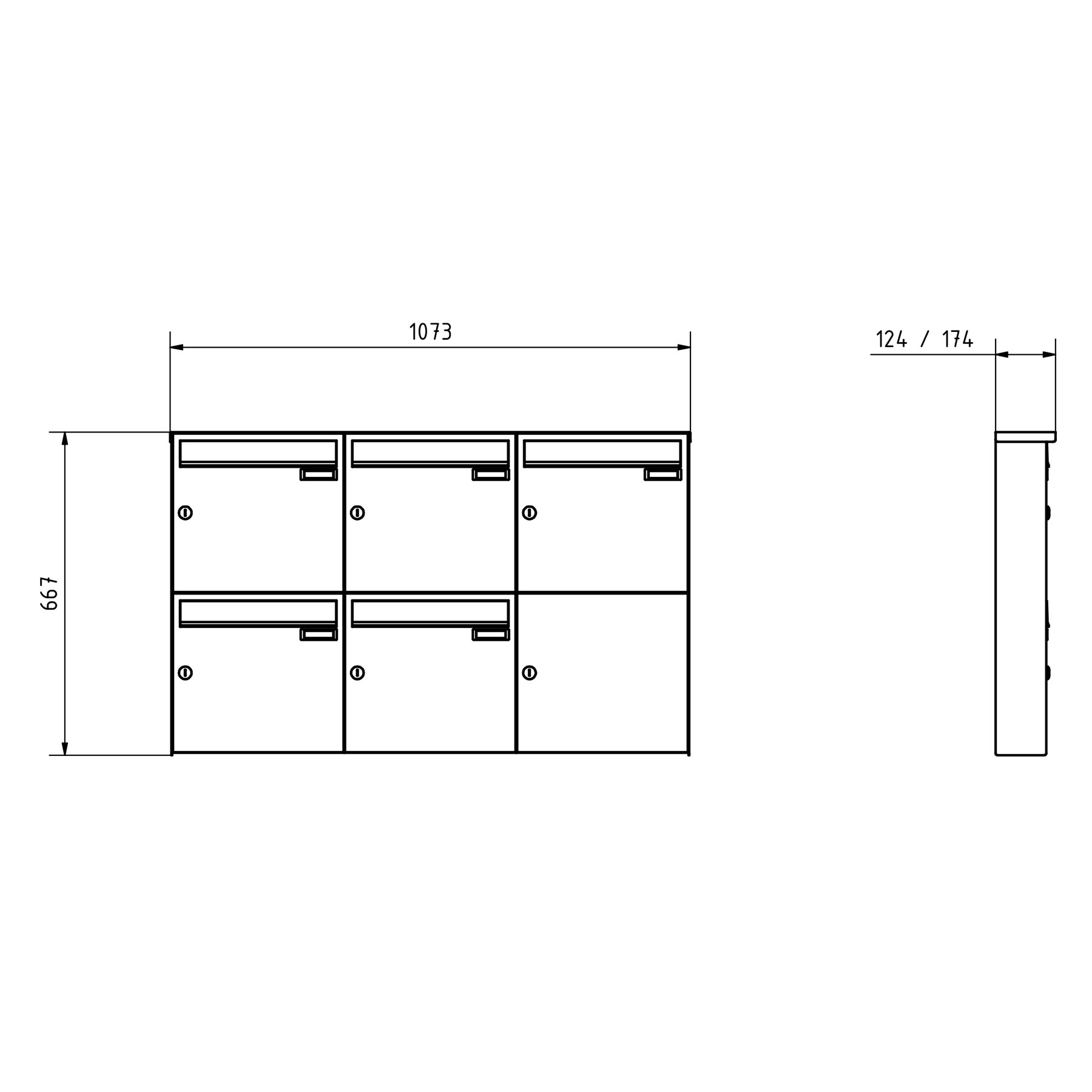 5er 3x2 Edelstahl Aufputz Briefkasten Design BASIC Plus 382XA AP - RAL nach Wahl