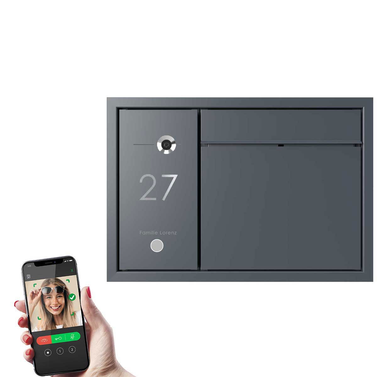 Design flush-mounted letterbox GOETHE UP - RAL of your choice - COMELIT switch on the side - VIDEO complete set Wifi Design flush-mounted letterbox GOETHE UP - RAL of your choice - COMELIT switch on the side - VIDEO complete set Wifi