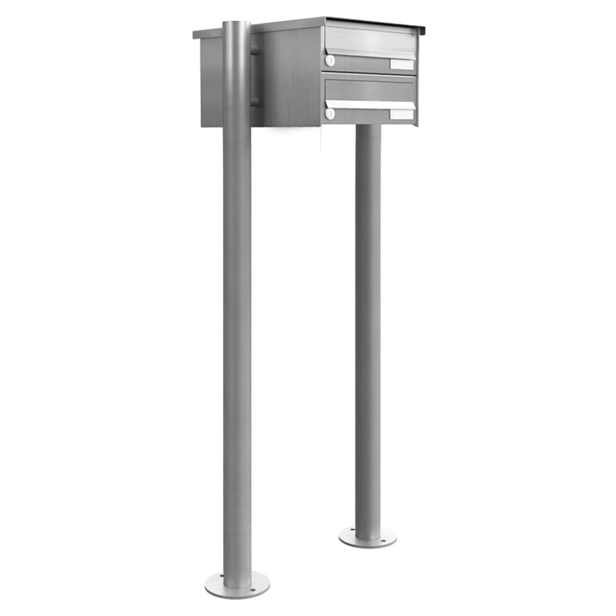 2er Briefkastenanlage freistehend Design BASIC 385-VA ST-R - Edelstahl V2A, geschliffen