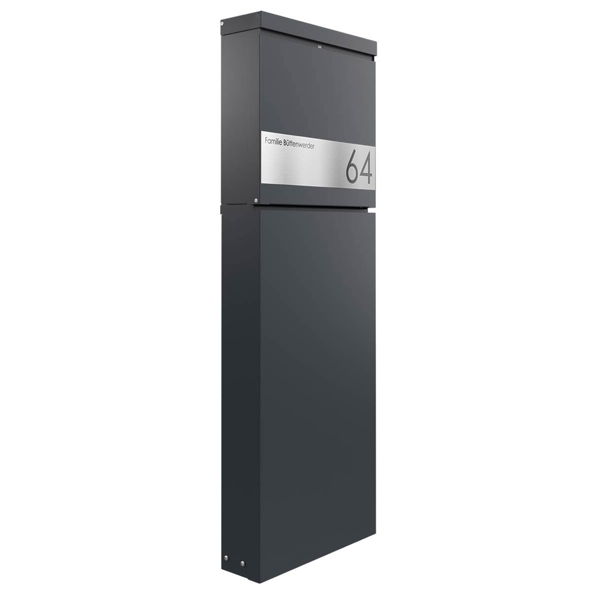 BRENTANO® letterbox pedestal - Elegance 2 design - RAL 7016 anthracite grey BRENTANO® letterbox pedestal - Elegance 2 design - RAL 7016 anthracite grey