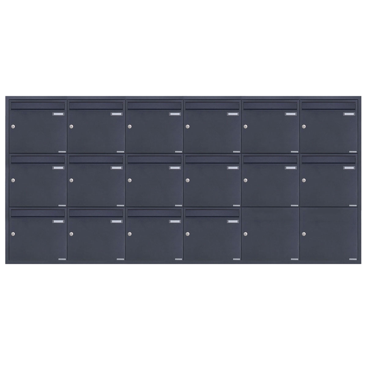 16er 6x3 Edelstahl Unterputz Briefkastenanlage BASIC Plus 382XU UP - RAL nach Wahl - 16 Parteien 16er 6x3 Edelstahl Unterputz Briefkastenanlage BASIC Plus 382XU UP - RAL nach Wahl - 16 Parteien
